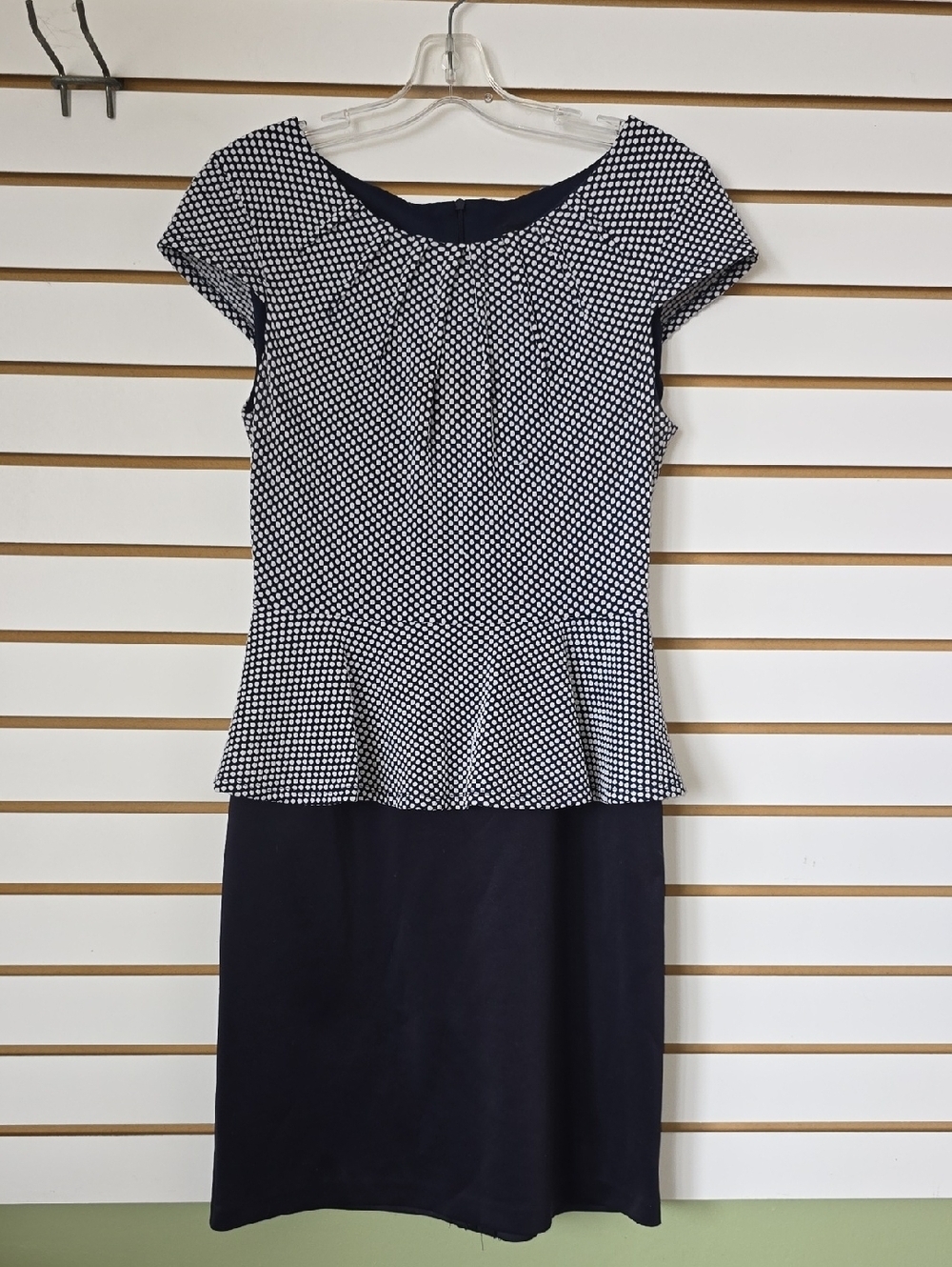 connected apparel Polka Dot Peplum Midi Dress
